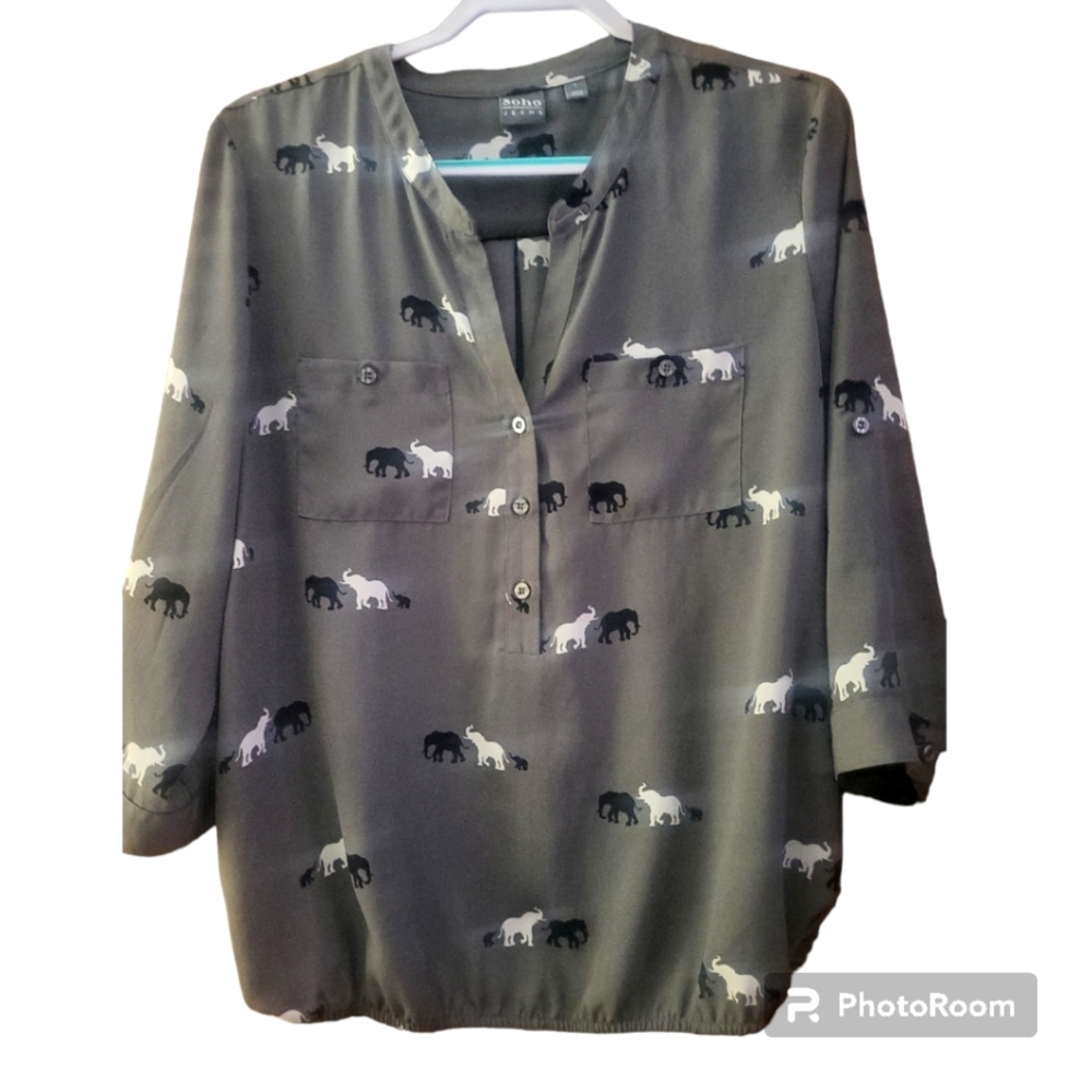 Soho Jones New York Elephant Blouse Size Large